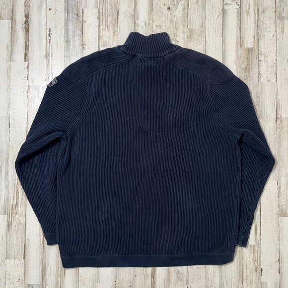 Vintage 90s Eddie Bauer Naby Blue Ribbed Quarter Half Zip Sweater Mens Size XL - Picture 3 of 6